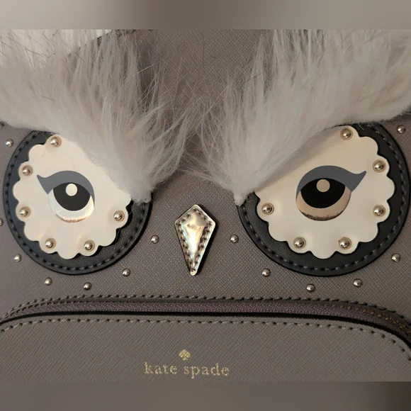 Kate Spade Star Bright Owl Tomi Grey Leather Backpack LNC - Picture 2 of 9